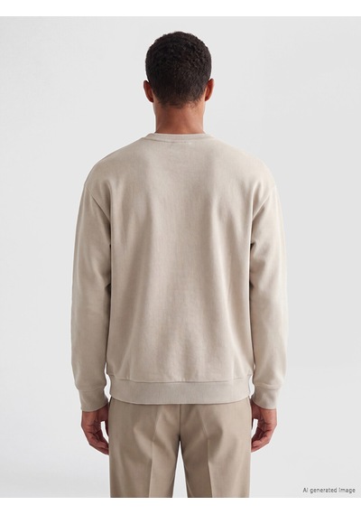 Lcw Vision Bej Bisiklet Yaka Erkek Sweatshirt