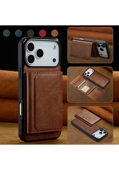 Nihcase Apple Uyumlu iPhone 17 Pro Max Kılıf Pollux L5 Serisi Mıknatıslı Kartlıklı 2-1 Kapak