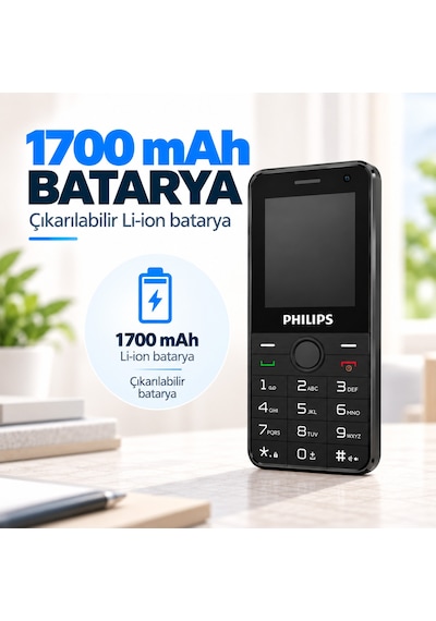 Philips E6808P 4G VoLTE Tuşlu Cep Telefonu 2.4” Ekran 1700mAh Batarya Görüntülü Arama Family Link Asker-Yaşlı-Öğrenci Siyah