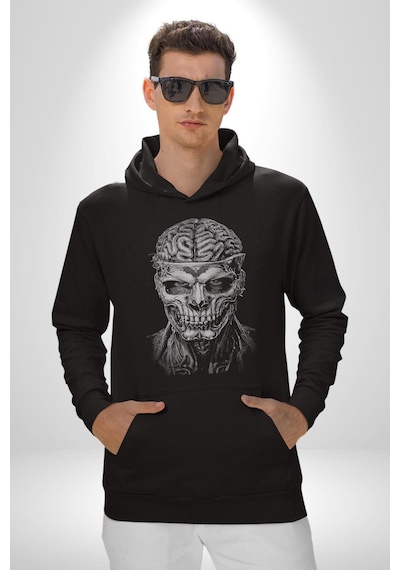 İnsan Beyni Korku Sineması Kadın Erkek Siyah Kapüşonlu Sweatshirt Hoodie Siyah