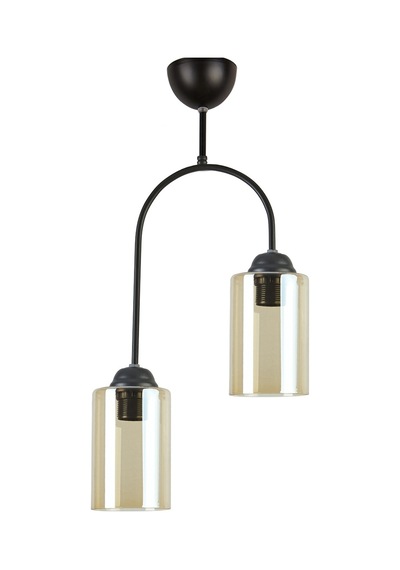 Luna Özel Tasarım Modern Plafonyer Salon Siyah Renk Silindir Bal Camlı 2 Li Avize Diğer