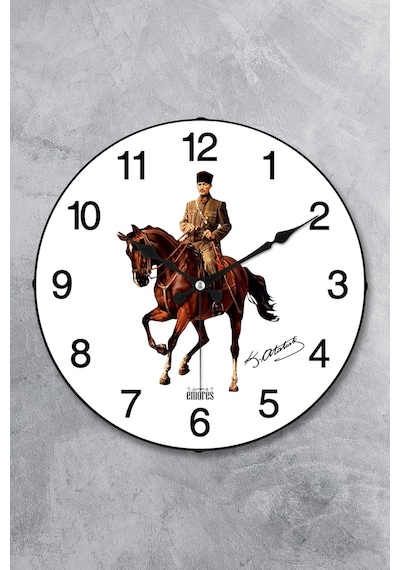 Emores Atatürk Duvar Saati Akar Saniye Sessiz Mekanizma 36 Cm Sku: Smg8690010231192 07 Beyaz