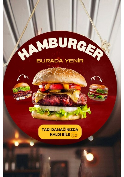 Hamburger Dükkanı Için Duvar, Kapı, Çift Taraflı Askılı Pano Karşılama Tabelası, Restoran Süs Dekor