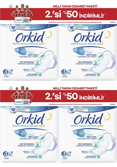 Orkid Ekstra Hassas Cesaret Paketi Gece 56 Adet