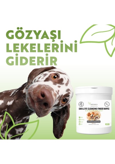 Greenwich Bitkisel İçerikli Kedi Köpek Göz Kulak Mendili 50 Adet / Gözyaşı Kiri / Kulak Akıntısı / Kaşıntı Tahriş Giderici / Parmak Mendil / Vegan