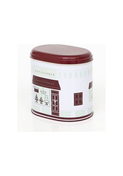 Patisserie Home Desenli Oval Metal Saklama Kabı 14 x 12 x 13 CM 1.4 L