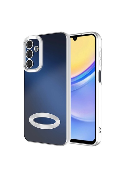 Galaxy A25 Kılıf Kamera Korumalı Logo Gösteren Zore Omega Kapak Gümüş