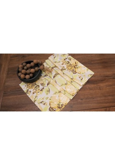 Jakarlı Dokuma Dekoratif Runner 45x140 Cm Yeşil Çiçekli Desenli Diğer