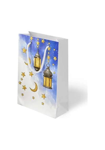 Ramazan Kandil Temalı Hediyelik Karton Çanta 26x40x8 Cm İftar Dağıtım