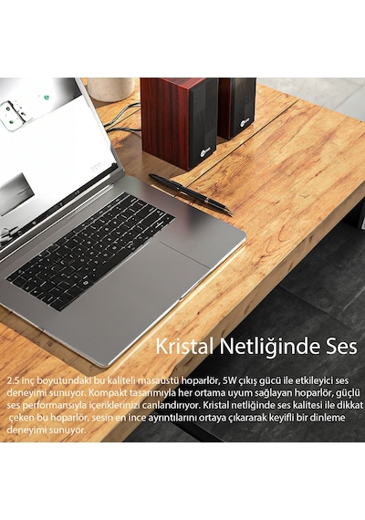 Lecoo DS105 Kablolu USB + 3.5mm Jack Girişli 6W Stereo Masaüstü Ahşap Hoparlör