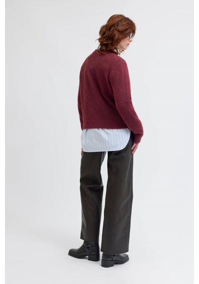 Jack & Jones Jxevi Crew Neck Knit Kadın Kazak Kırmızı