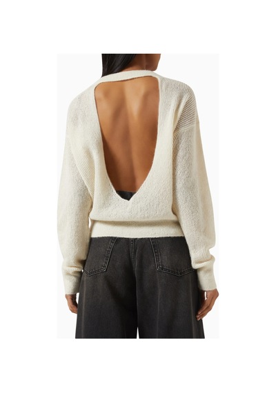 Haikure Blair Knit Sweater, Modern Açık Sırt Detaylı Kadın Triko Kazak Krem