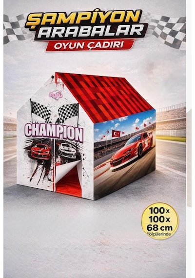 Şampiyon Arabalar Çocuk Oyun Çadırı 100 X 100 Cm Ev Ve Bahçe İçin Eğlenceli Oyun Evi Çok Renkli