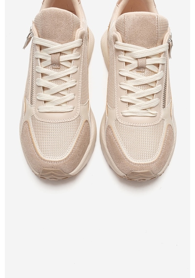 Luvishoes Rocca Bej Rose Fermuar Detaylı Kadın Sneaker Bej - Pudra