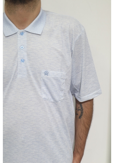 Santa Dmctekstil Erkek Desenli Klasik Kesim Rahat Kalıp Tek Cepli Polo Yaka Battal Büyük Bedenli T-shirt Mavi Santa Dmctekstil Erkek Desenli Klasik Kesim Rahat Kalıp Tek Cepli Polo Yaka Battal Büyük Bedenli T-shirt Mavi