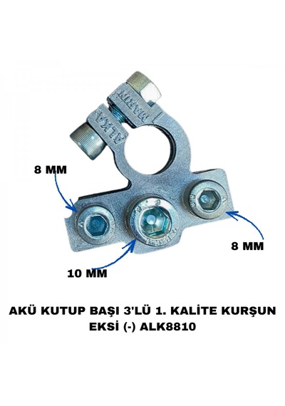 Akü Kutup Başı 3'lü 1. Kalite Kurşun + - Alk8810