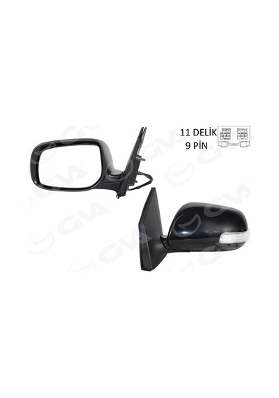 Gva Dış Dikiz Aynası Sol Toyota Corolla 08-10 Corolla Led 10-12 Elektrikli Katlanabilir Isıtmalı Lamba Lı Siyah Kapaklı Konveks Gva 1071147 8794012g90
