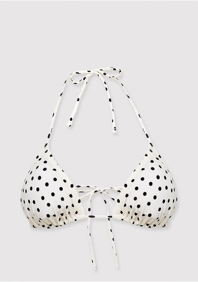 Mavi - Puantiye Desenli Ekru Bikini Üstü 1914095-70053