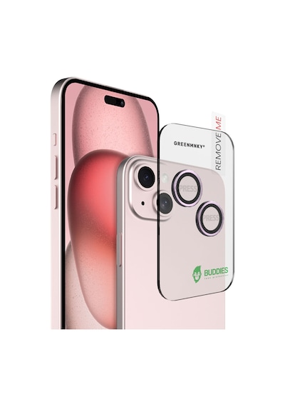Buddıes Apple Uyumlu iPhone 15 / 15 Plus Kamera Lens Koruyucu Pınk Pembe