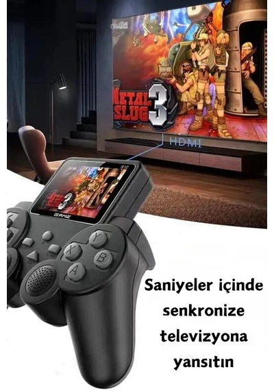 S10 Mini Çift Kolu Taşınabilir 520 Oyunlu Kablosuz Oyun Konsolu Atari Media Player Medya Oynatıcı Siyah - 624146455