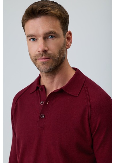 Morven Erkek Bordo Trend Polo Yaka Reglan Kol Triko Kazak 27kc017008750 Bordo