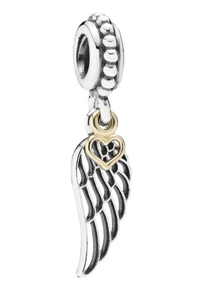 Nur Silver Gold Detaylı Kanat Gümüş Charm Nur-bl00123
