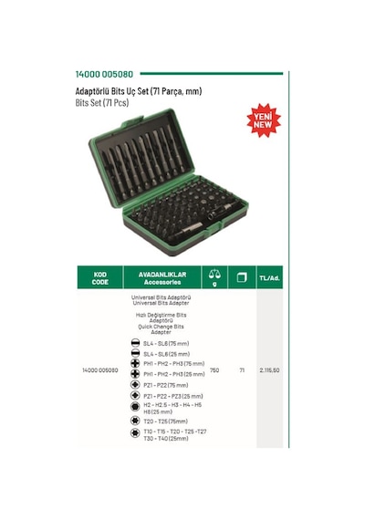 Elta Adaptörlü Bits Uç Seti 71 Parça