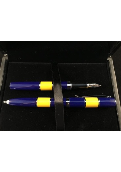 Steelpen Force Serisi 8603 Sarı Lacivert Dolma+tükenmez Kalem Çok Renkli
