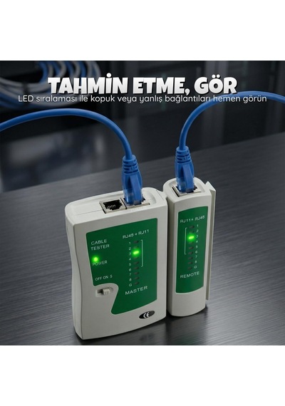 Furalis Network Kablo Tester Rj11 Rj45 İnternet Kablosu Kontrol Cihazı - Cat5/6/7/8 Ethernet Kablo Uyumlu - Ayrılabil