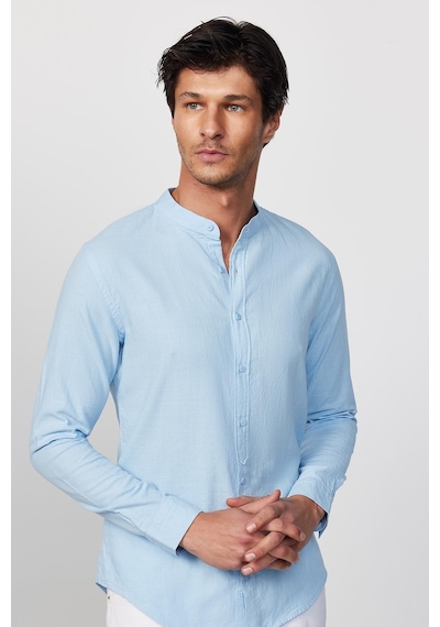 Tudors Slim Fit Dar Kalıp Uzun Kol Hakim Yaka Pamuklu Keten Efekt Mavi Gömlek-28835-mavi Mavi Tudors Slim Fit Dar Kalıp Uzun Kol Hakim Yaka Pamuklu Keten Efekt Mavi Gömlek-28835-mavi Mavi