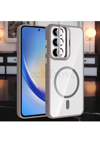 Samsung Galaxy A25 Kılıf Standlı Ve Kamera Lens li Wireless Şarj Özellikli Ultra Lüks Kapak