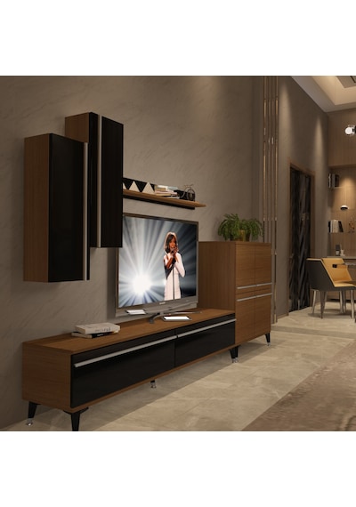 Decoraktiv Eko 6 Mdf Std Silver Tv Ünitesi Tv Sehpası Ceviz - Siyah