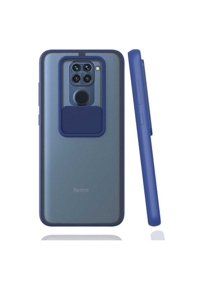 Kilifone - Xiaomi Uyumlu Redmi Note 9 - Kılıf Slayt Sürgülü Arkası Buzlu Lensi Kapak - Lacivert