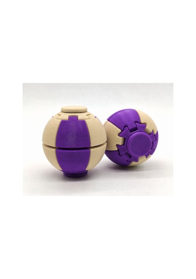 Alvera Press Küresi 3d Baskı Dönüşen Mekanik Fidget Stres Oyuncağı-mor-bej