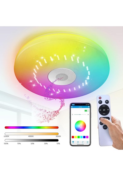Plentiful Akıllı Tavan Lambası 60w Kısılabilir, Bluetooth Hoparlör Uzaktan Kumanda Rgb Led Renk Değişimi Lamba Müzik Dekoratif Aydınlatma Smart Çok Renkli