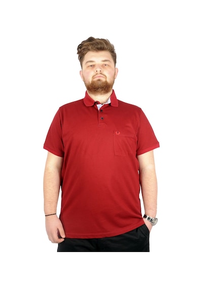 Mode Xl Battal Beden Erkek Tshirt Polo Yaka Cepli Klasik Pike 20552 Bordo 001