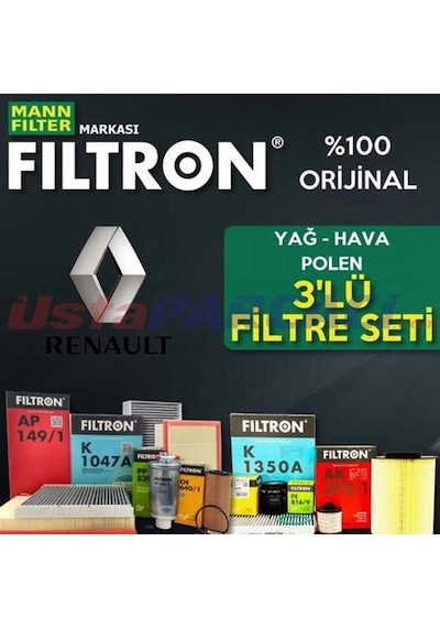 Renault Clio 3 1.5 Dcı Mann Filtron Filtre Bakım Seti 2005-2012 (495301339)