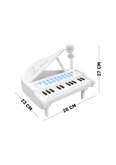 Mikrofonlu 24 Tuşlu Pembe Çocuk Piyanosu - Telefon Bağlantılı Eğitici Işıklı Org Müzik Seti