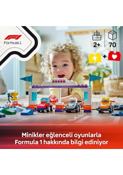 LEGO® DUPLO® Kasabası F1® Takımı Yarış Arabaları ve Sürücüler 10445 - 2 Yaş ve Üzeri Küçük Çocuklar İçin Eğitici Oyuncak Yapım Seti (70P)