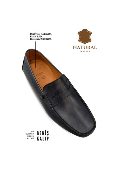 Sermoda Erkek Loafer - Hakiki Deri Rok Loafer Erkek Ayakkabı Lacivert
