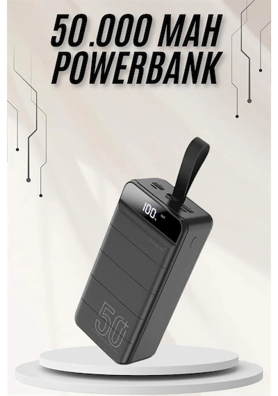 Powerbank Çoklu Şarj Girişi 50.000 Mah Taşınabilir Dijital Göstergeli Kopya