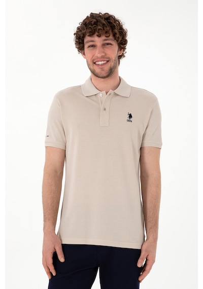 U.S. Polo Assn. Erkek Slim Fit Polo Yaka Taş Basic Tişört 50298041-VR049