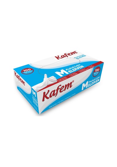 Kafem Beyaz Lateks Eldiven Pudralı M 100'lü