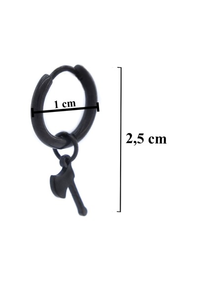 FerizZ 316L Çelik Unisex Siyah Tek Balta Küpe UNK-486 Siyah