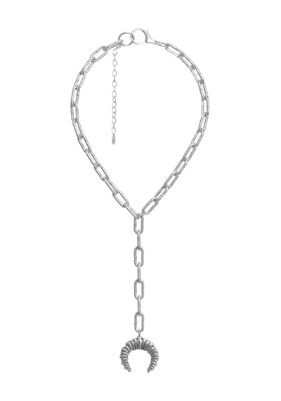 Labalaba Kadın Antik Gümüş Kaplama 2' Li Burgulu Ay Uçlu Kolye& Choker Gümüş