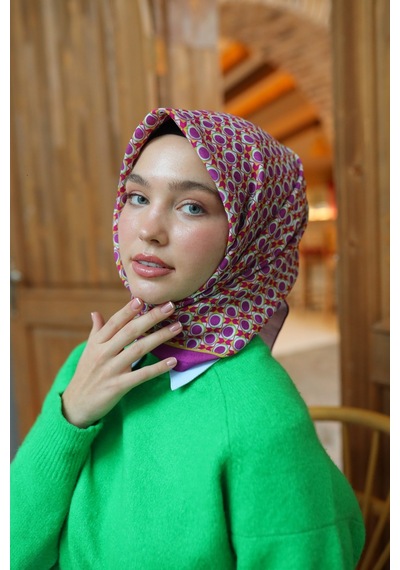 Silk Home Olinda Eşarp 48005-15 Fuşya, Asit, Yeşil, Çingene Pembe
