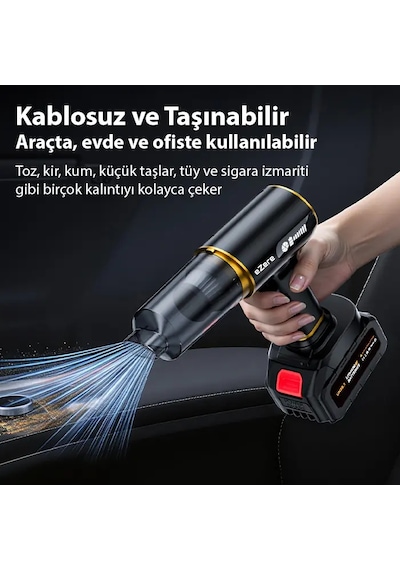 Ezere St-6609c 20000pa Güçlü Dijital Göstergeli Vakumlu Kablosuz Üflemeli Araç Süpürgesi- 5775