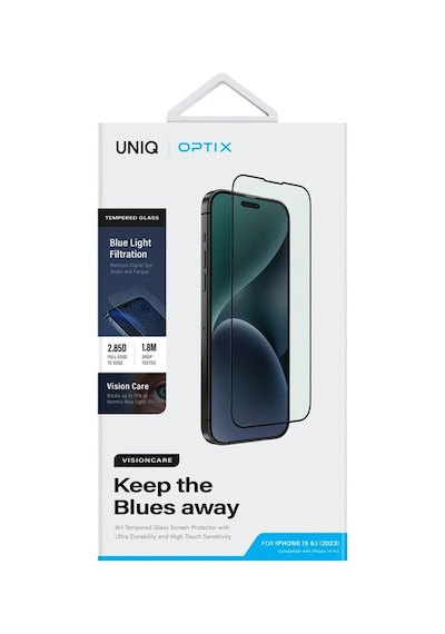 Apple Uyumlu iPhone   15 Pro Max Ekran Koruyucu Cam Optix Vision Care Serisi Dustrepel Göz Koruma Teknolojisi