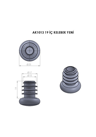 19 Mm Yuvarlak Plastik Sandalye Profil Boru Tapası 20 Adet
