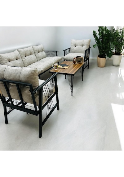 Lüx Bahçe Balkon Mobilyası , Koltuk Takımı , Cafe 3-1-1 Sehba Takımı Açıkgri